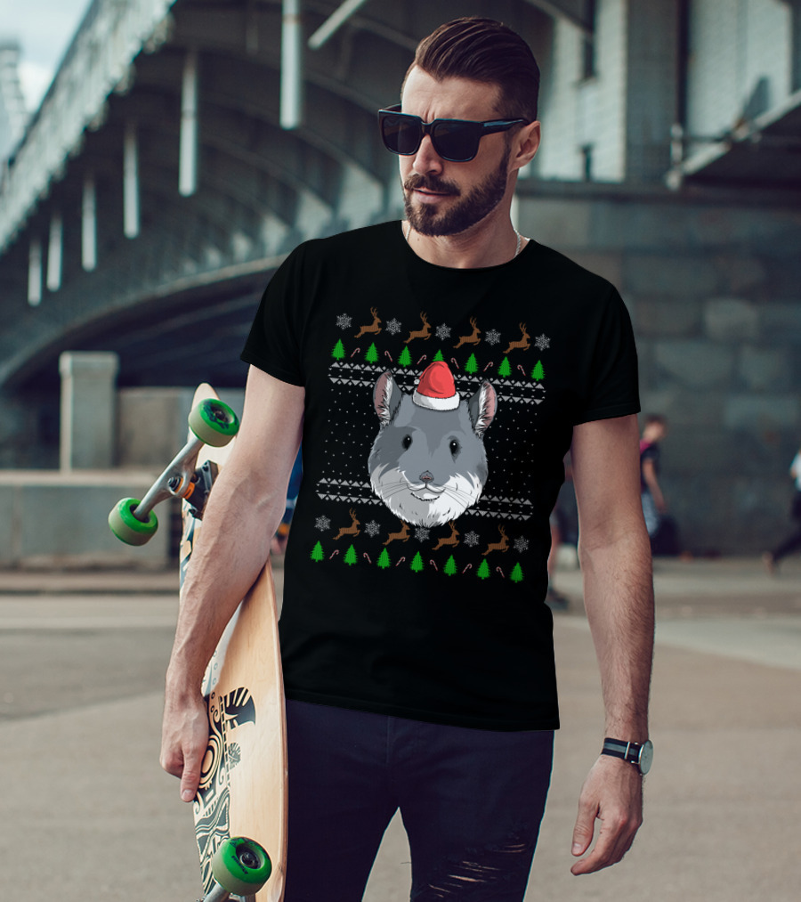Chinchilla Santa Claus Hat Ugly Christmas T-Shirt