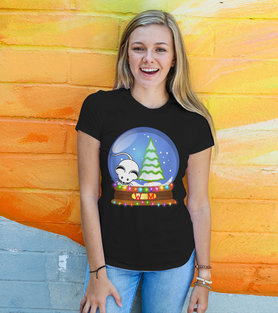 Christmas Snow Globe Santa White Mouse WM Tree T-Shirt