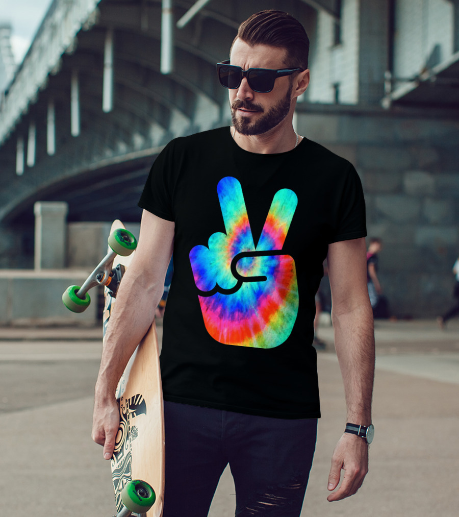 Cool Tie Dye Peace Hand T-Shirt