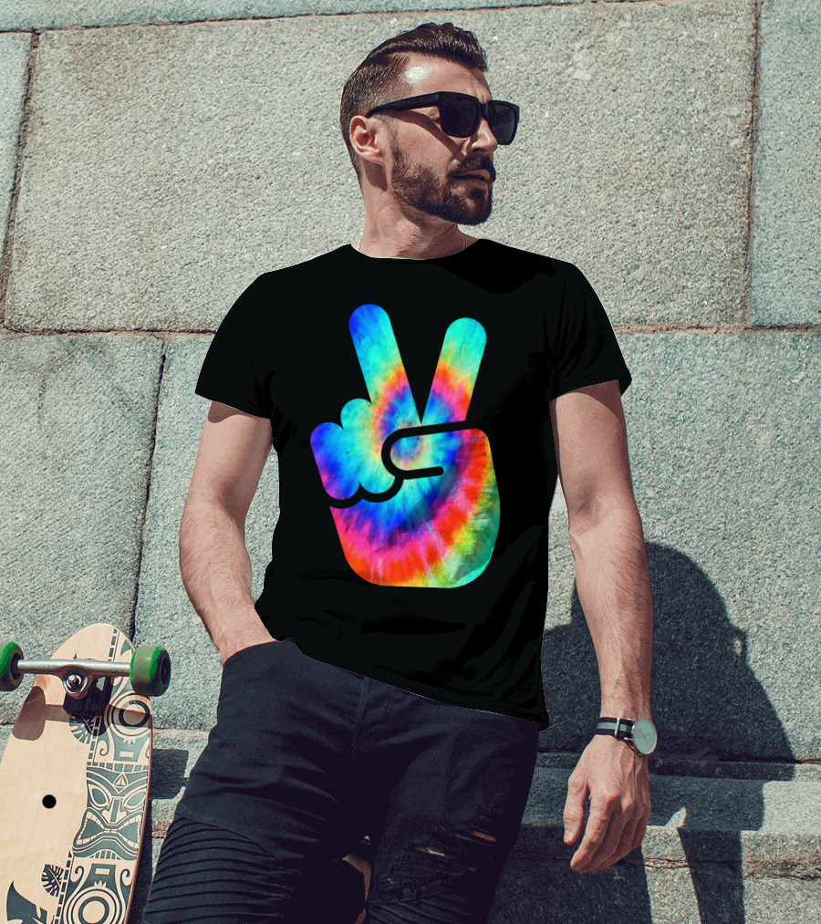 Cool Tie Dye Peace Hand T-Shirt
