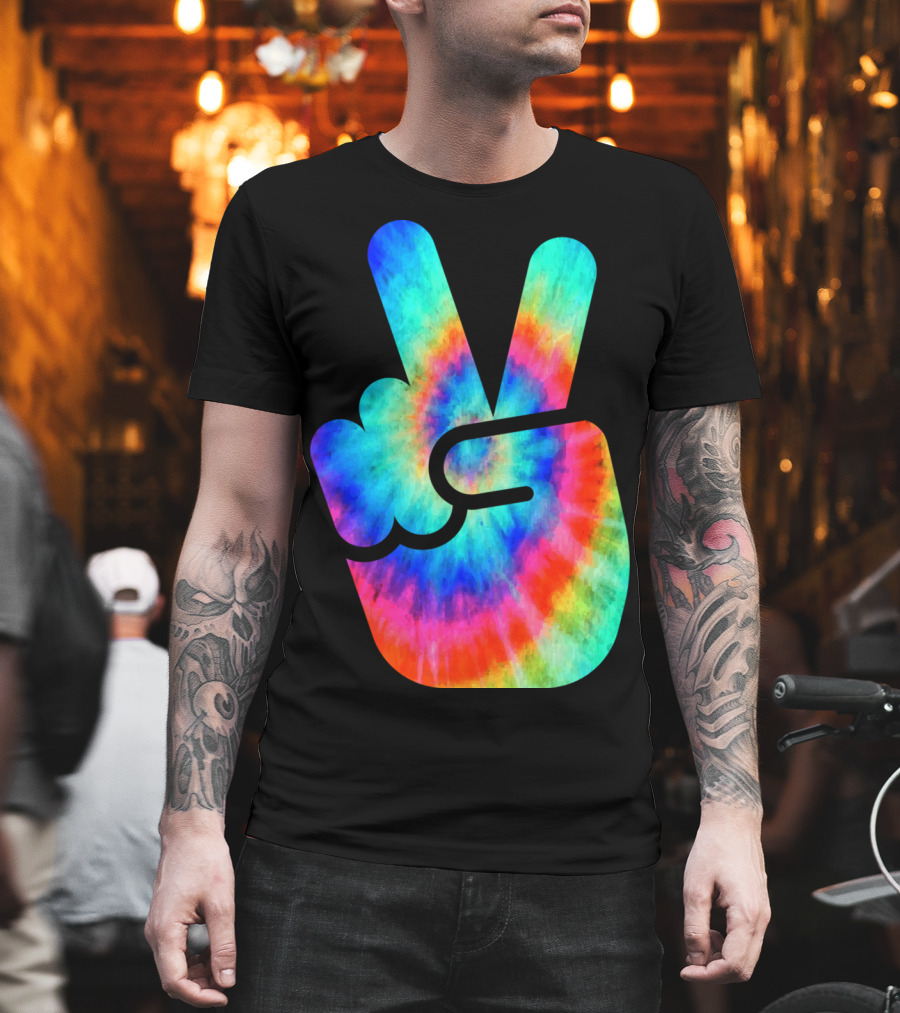 Cool Tie Dye Peace Hand T-Shirt