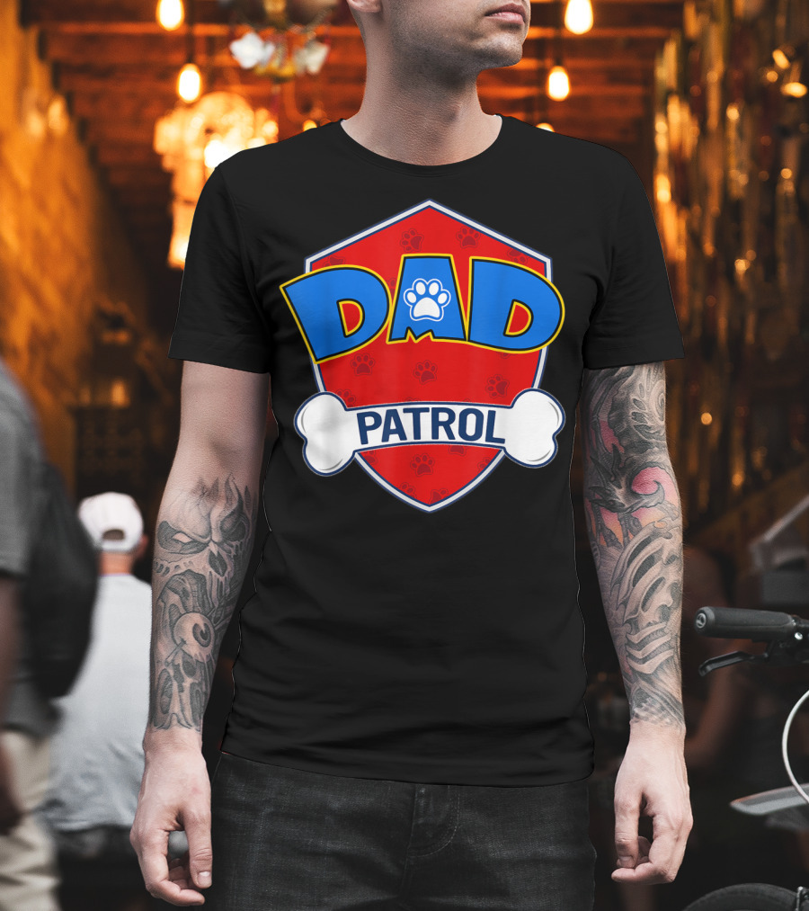 Dad Patrol Paw Print Shield T-Shirt