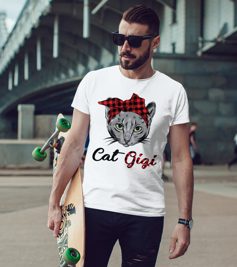 Cat Gigi Buffalo Plaid Grandma Pet T-Shirt