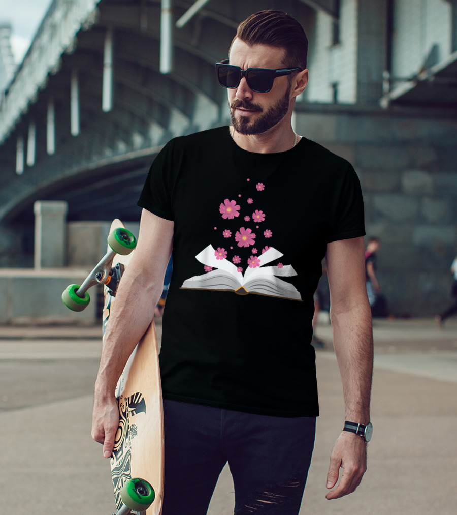 I Love The Aroma Of The Paper Reading With Blossoming Open Book And Floating Flowers T-Shirt