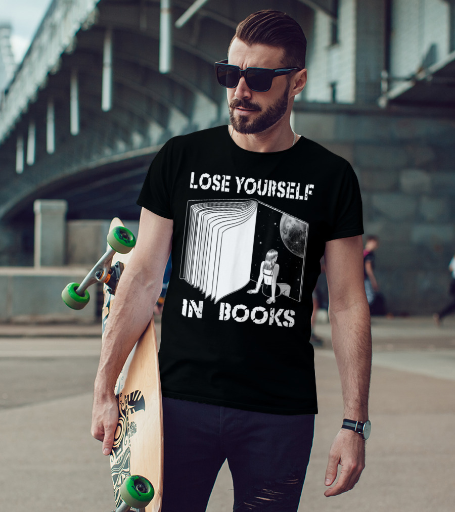 Lose Yourself In Books Reading Galaxy Escape Moon T-Shirt
