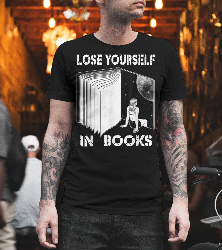 Lose Yourself In Books Reading Galaxy Escape Moon T-Shirt