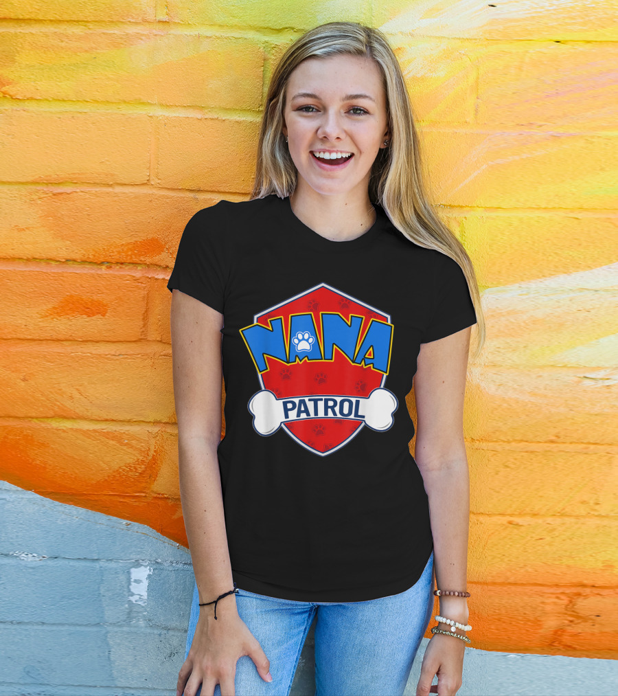 Nana Patrol Paw Badge Shield T-Shirt
