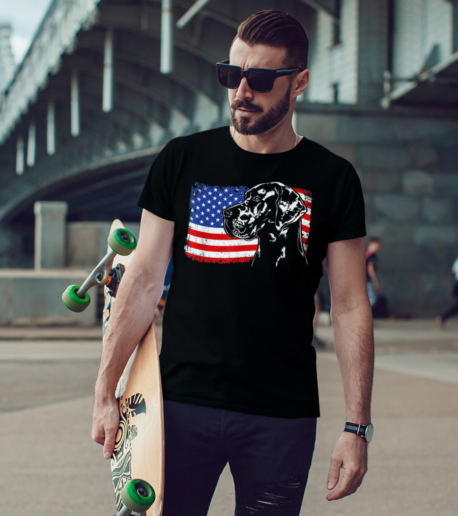 Great Dane American Flag Patriotic Pride T-Shirt