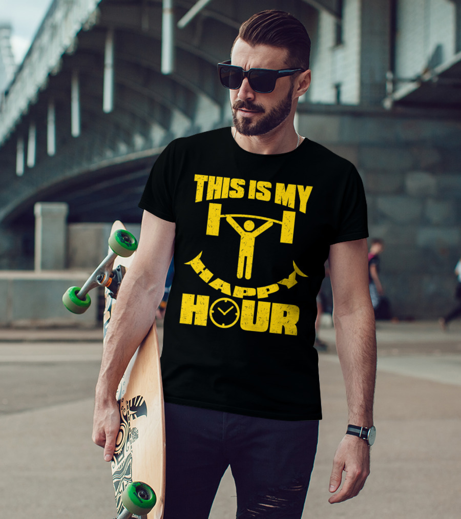 This Is My Happy Hour Weightlifting Workout Clock T-Shirt