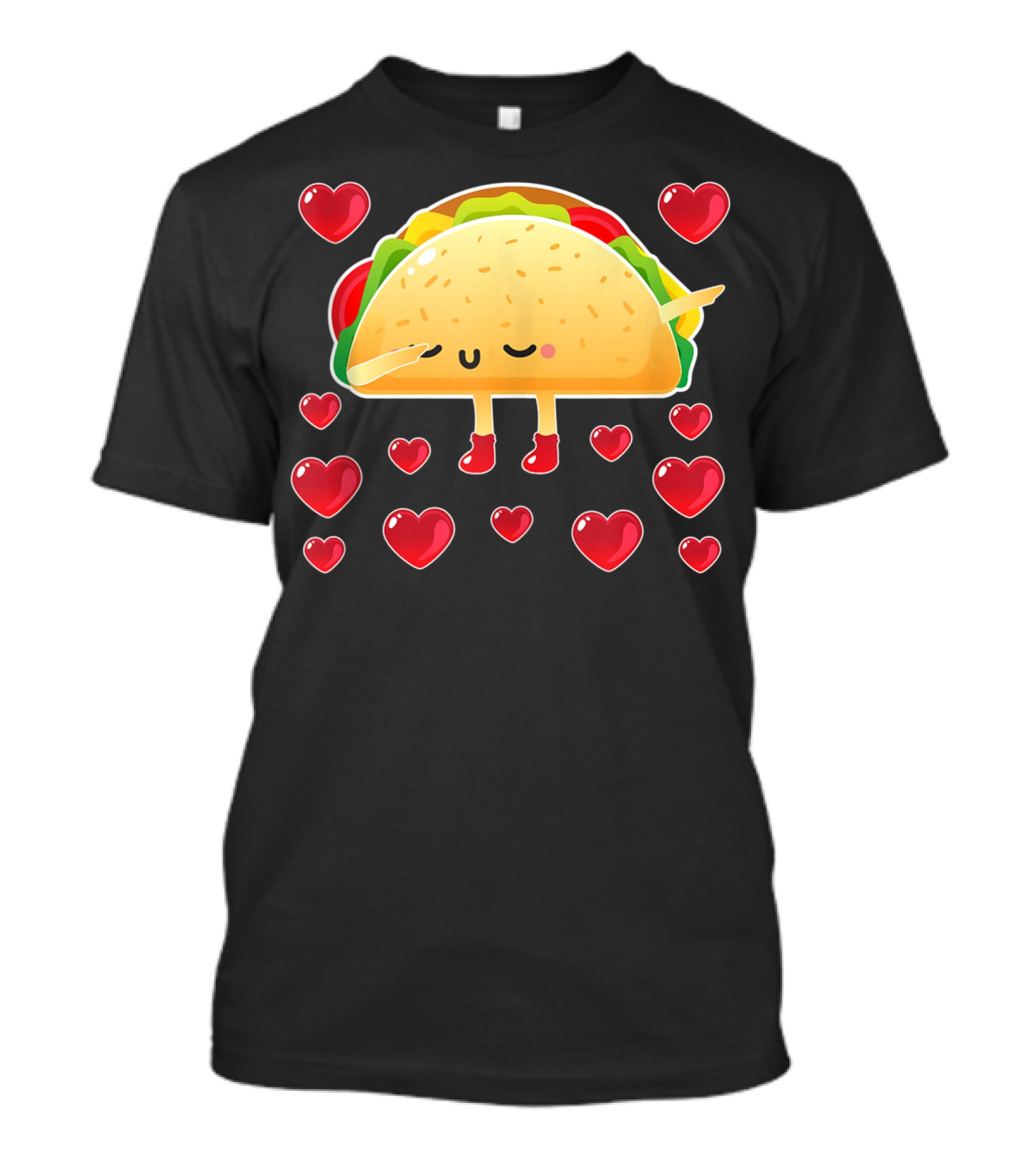 Valentine Hearts Taco Emoji For Girls And Men Taco Lovers T-Shirt