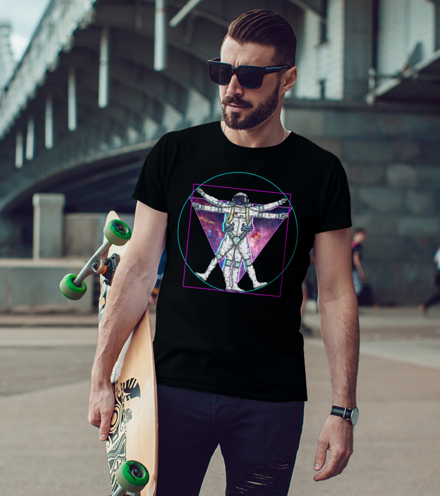 Vaporwave Astronaut Vitruvian Man Pastel Goth Triangle T-Shirt