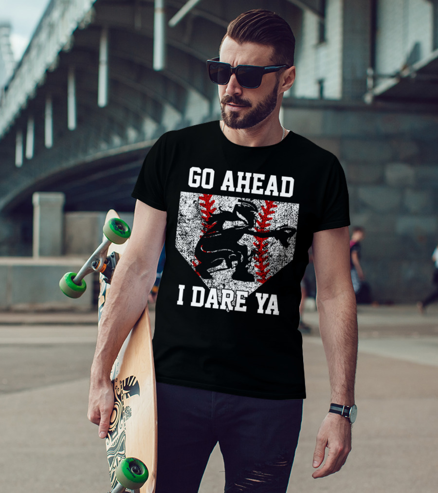 Go Ahead I Dare Ya Softball Catcher Home Plate T-Shirt