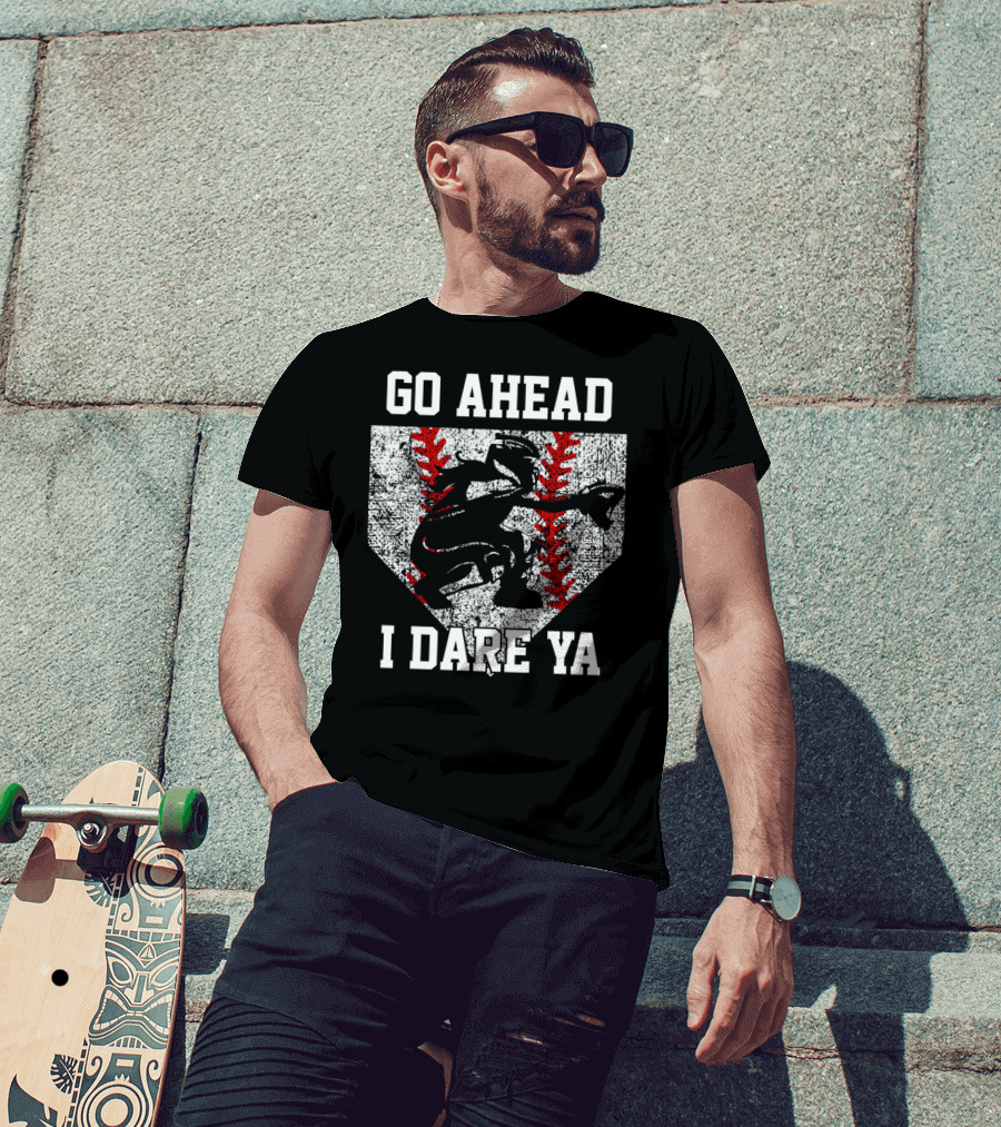 Go Ahead I Dare Ya Softball Catcher Home Plate T-Shirt