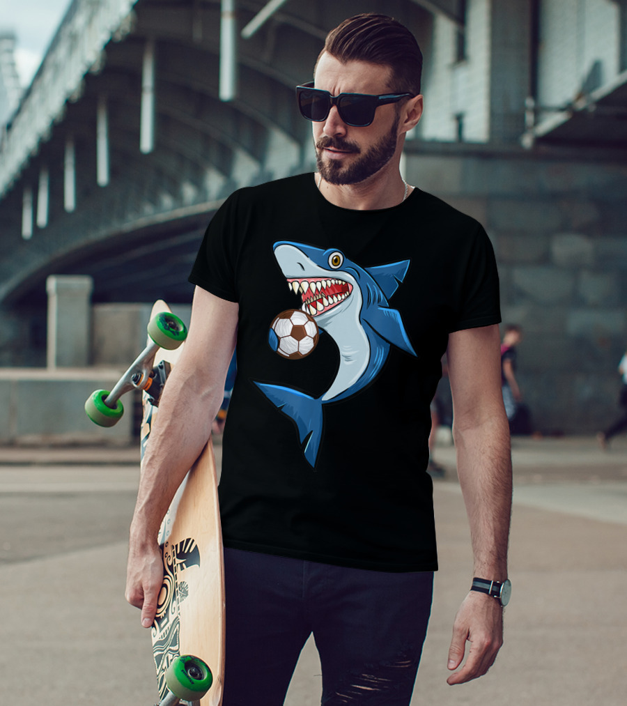 Football Sharks Love Animal Lovers Soccer Shark T-Shirt