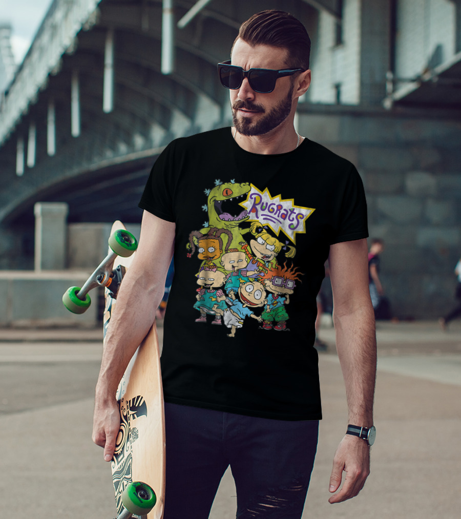 Nickelodeon Rugrats Happy Character Party Group Featuring Reptar And Animated Cast T-Shirt