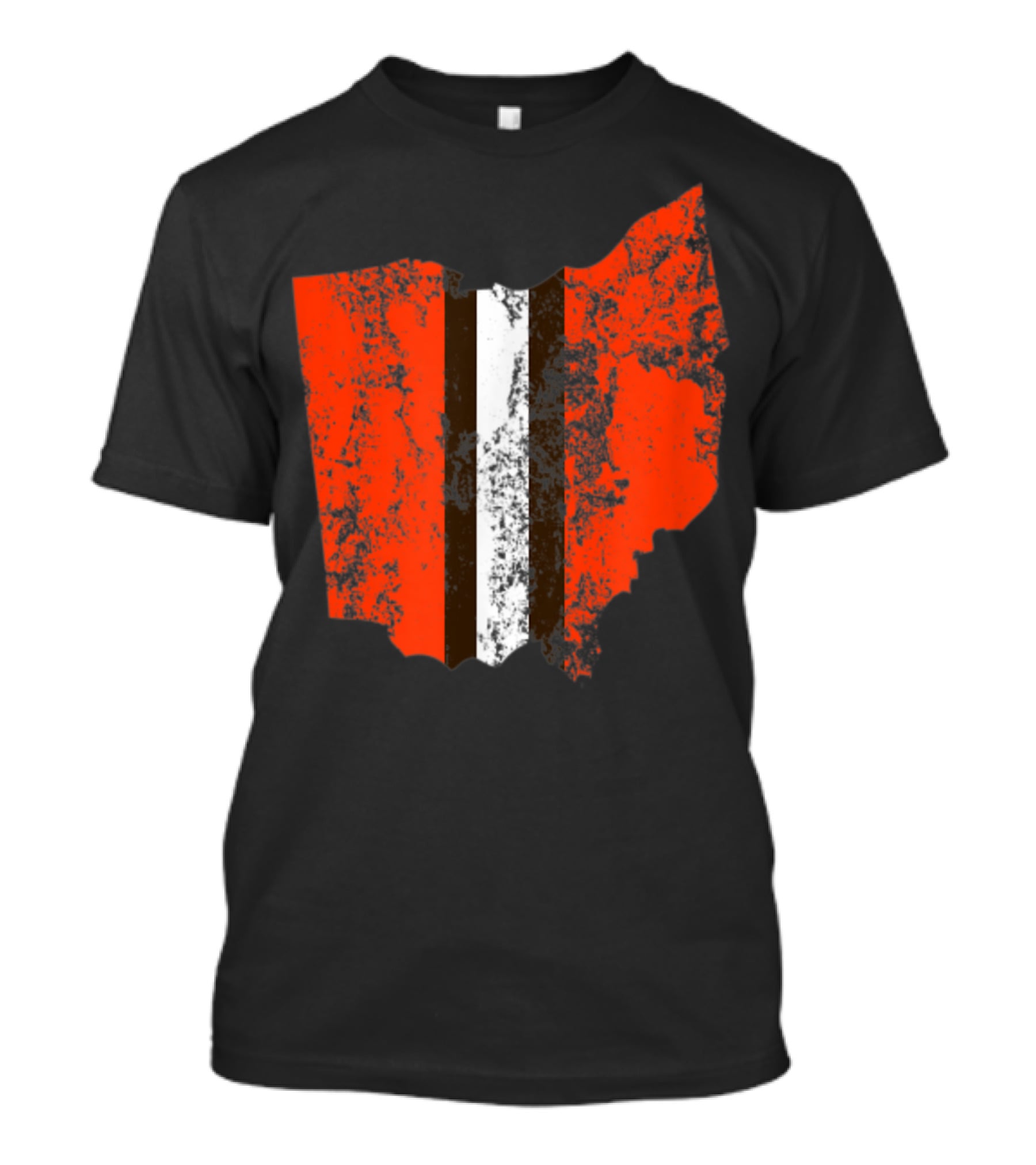 Cleveland Ohio Football Fan Stripe Weathered Vintage Map T-Shirt