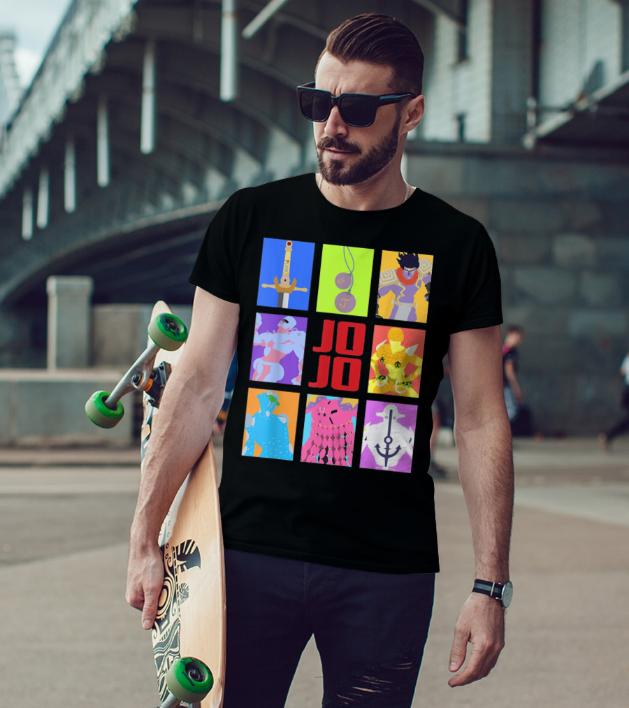 JOJO's Bizarre Adventure Iconic Character And Stand Panels Collection T-Shirt