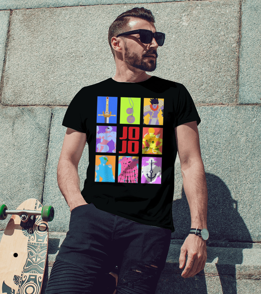 JOJO's Bizarre Adventure Iconic Character And Stand Panels Collection T-Shirt