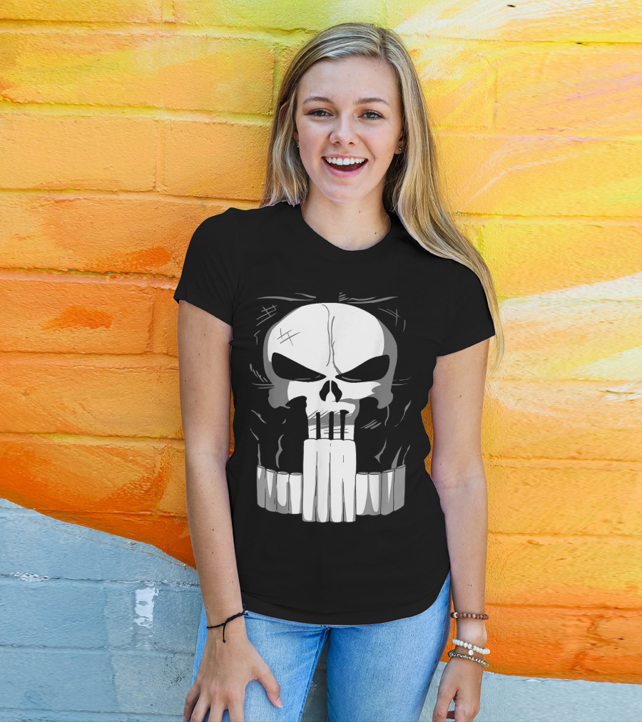 Marvel Punisher Skull With Bullet Teeth T-Shirt
