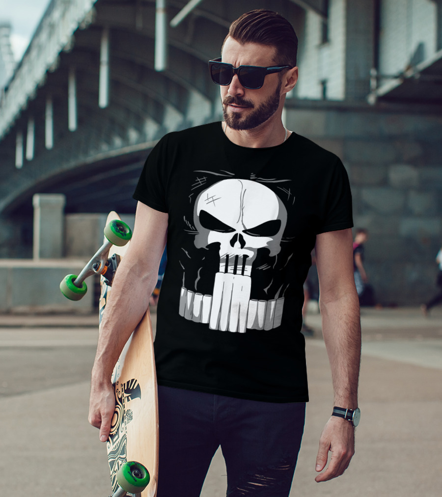 Marvel Punisher Skull With Bullet Teeth T-Shirt