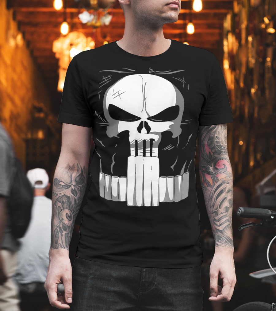 Marvel Punisher Skull With Bullet Teeth T-Shirt