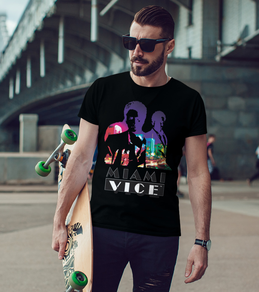 Miami Vice Classic Neon Cityscape T-Shirt