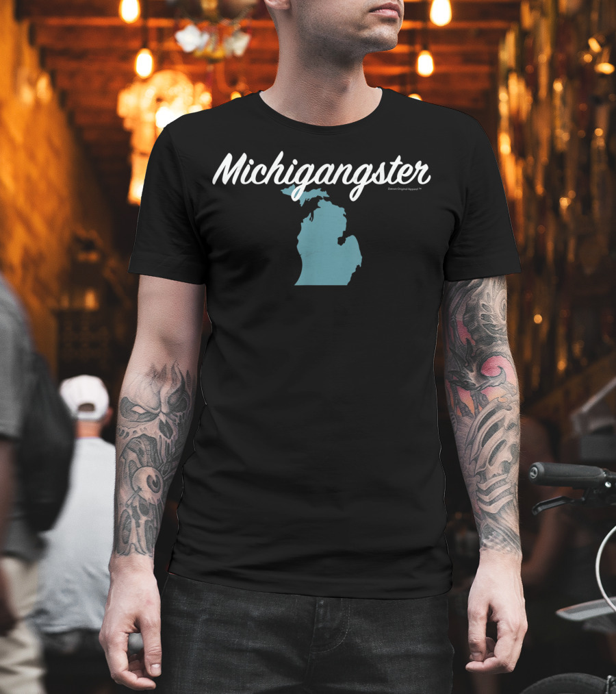 Michigangster Detroit Michigan Mitten Map T-Shirt