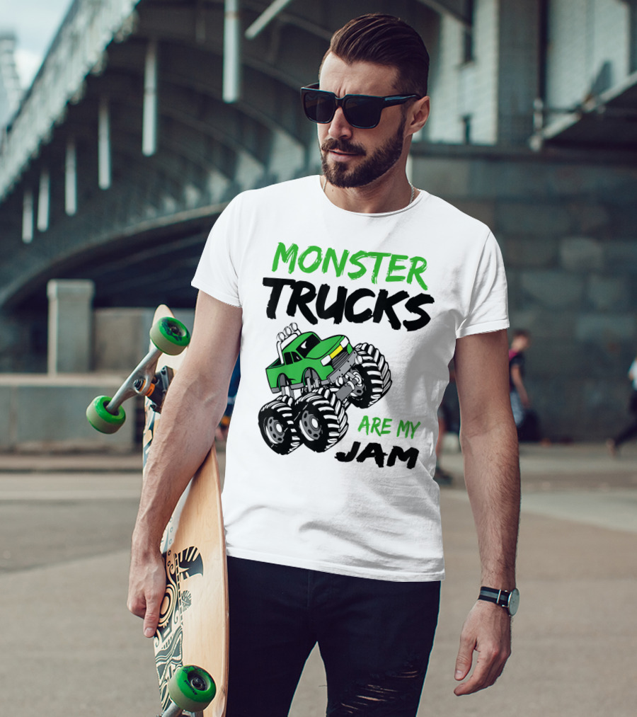 Monster Trucks Are My Jam Classic Green Racing Adventure T-Shirt