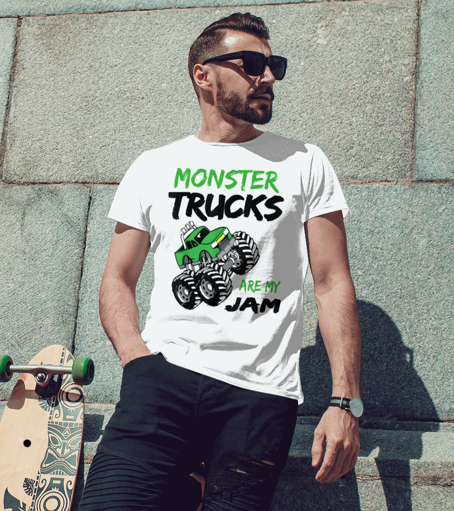 Monster Trucks Are My Jam Classic Green Racing Adventure T-Shirt