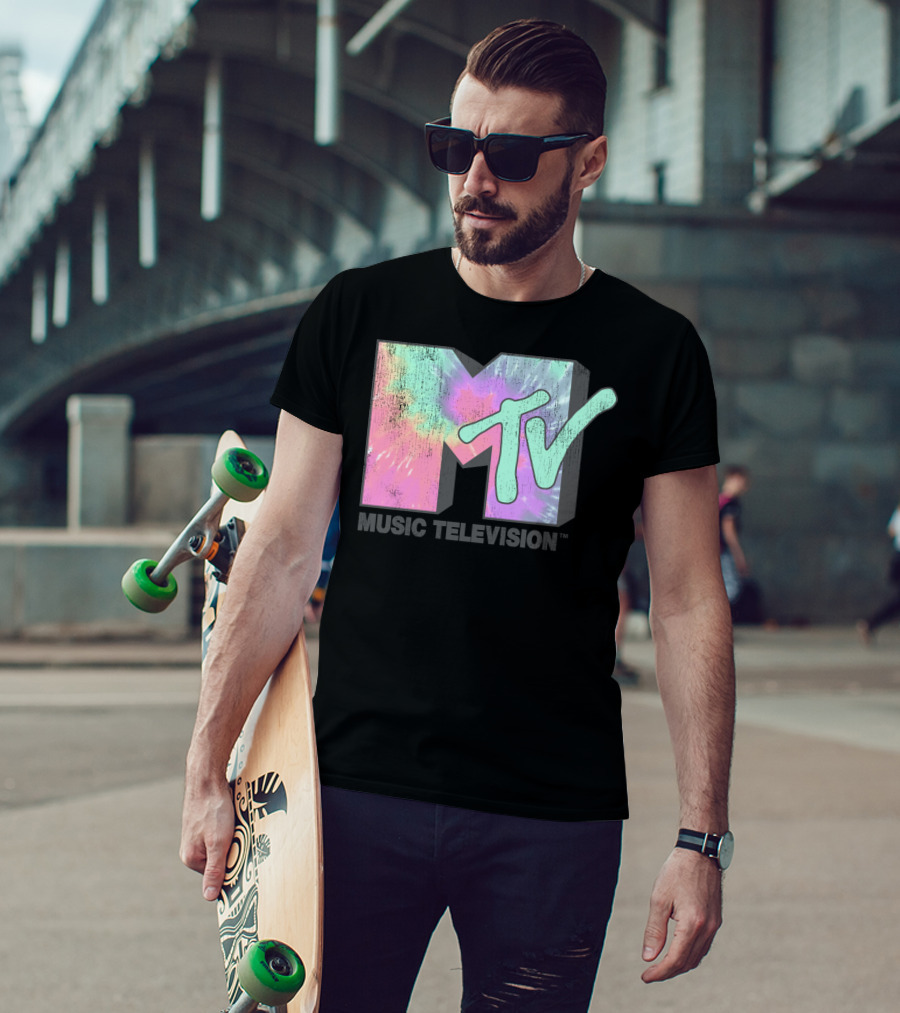 MTV Music Television Neon Tie Dye T-Shirt