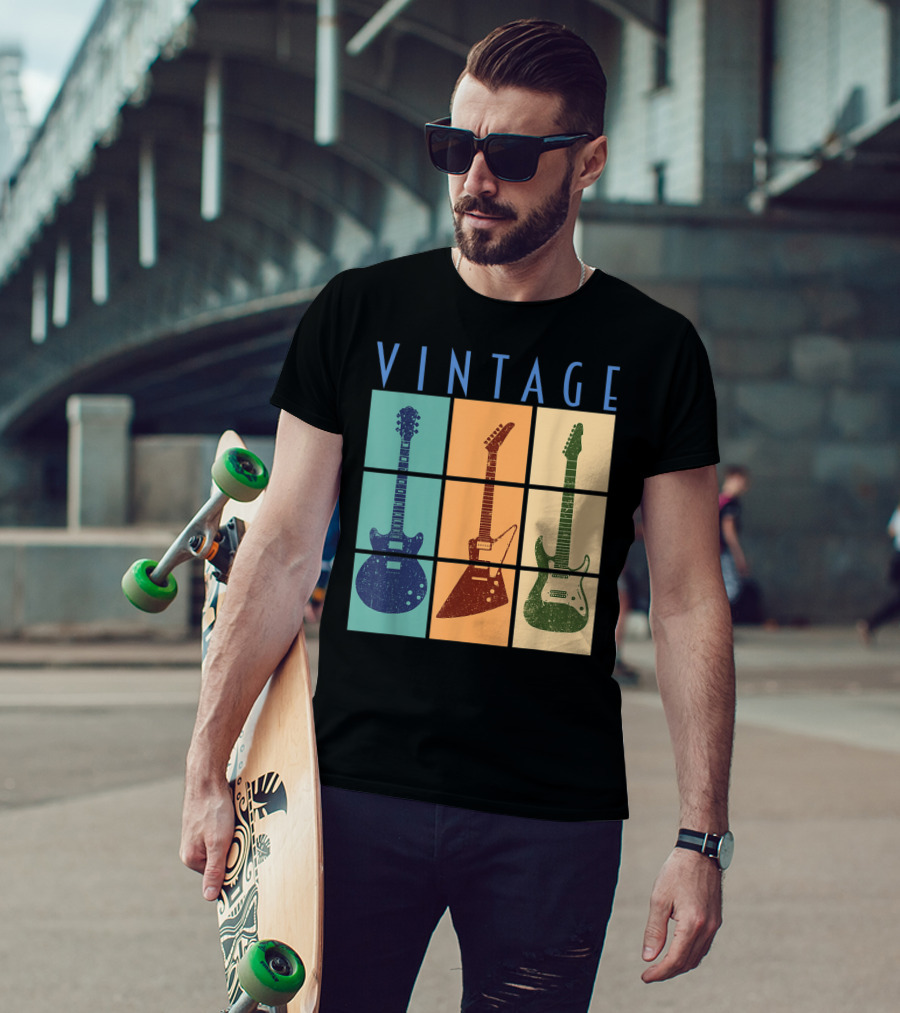 Vintage Retro Classic Guitar Cool Vintage Guitars T-Shirt