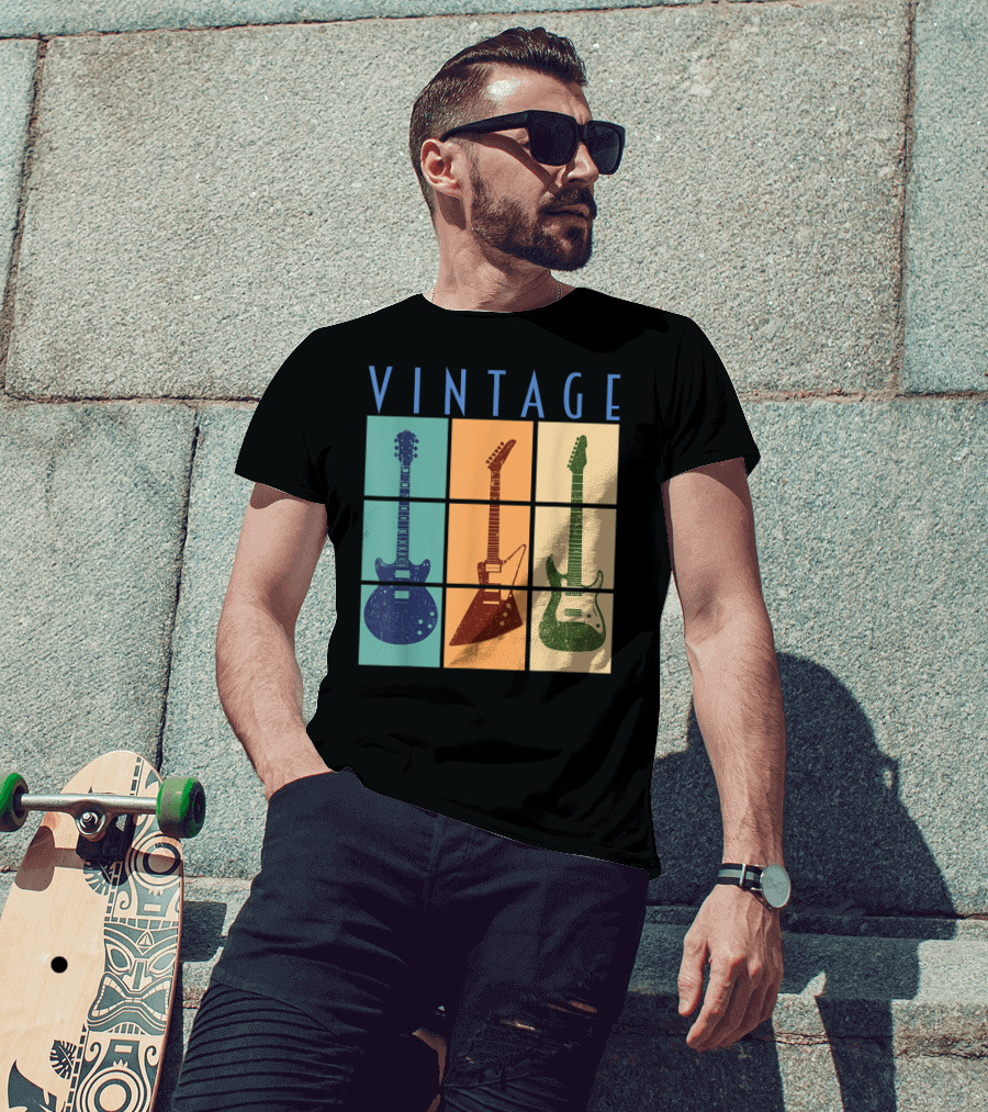 Vintage Retro Classic Guitar Cool Vintage Guitars T-Shirt