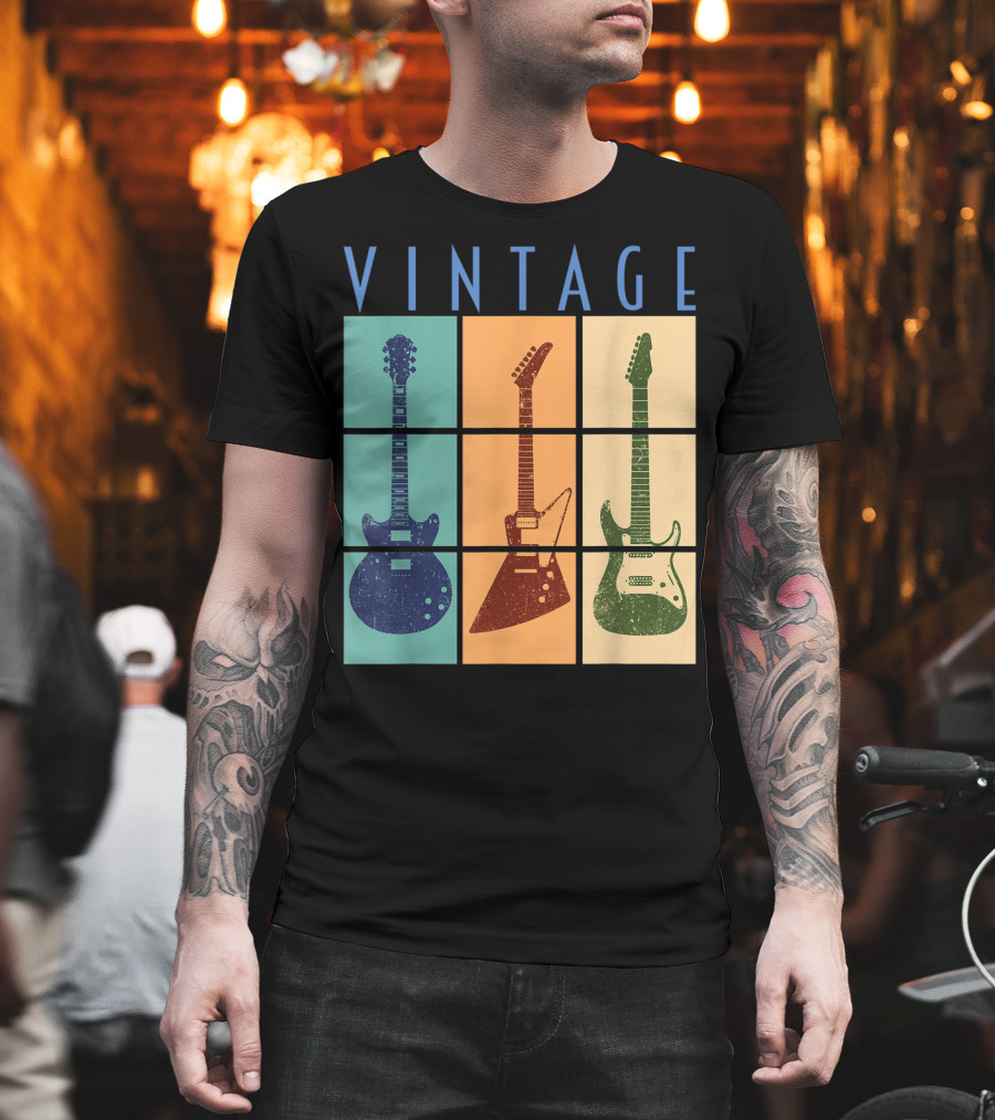 Vintage Retro Classic Guitar Cool Vintage Guitars T-Shirt