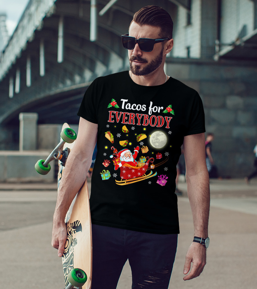 Tacos For Everybody Santa's Sleigh Christmas Delight T-Shirt