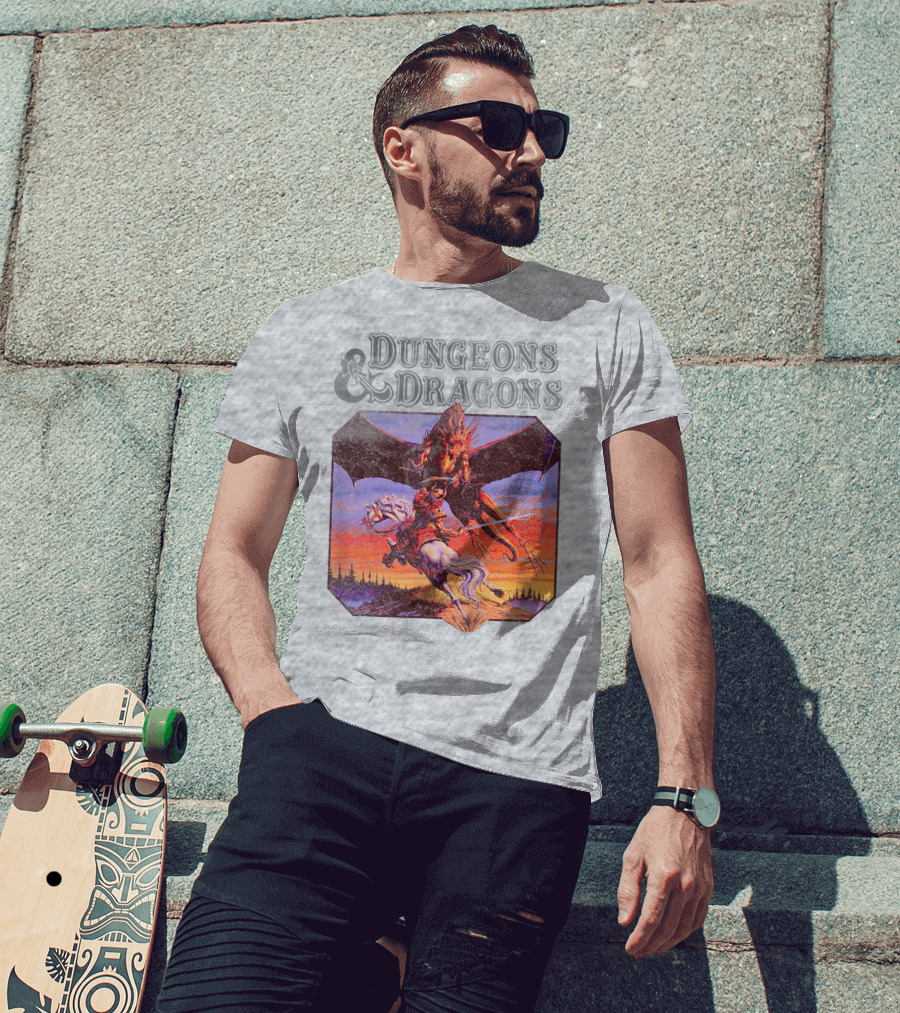 Dungeons And Dragons Classic Expert Rules Knight With Dragon T-Shirt
