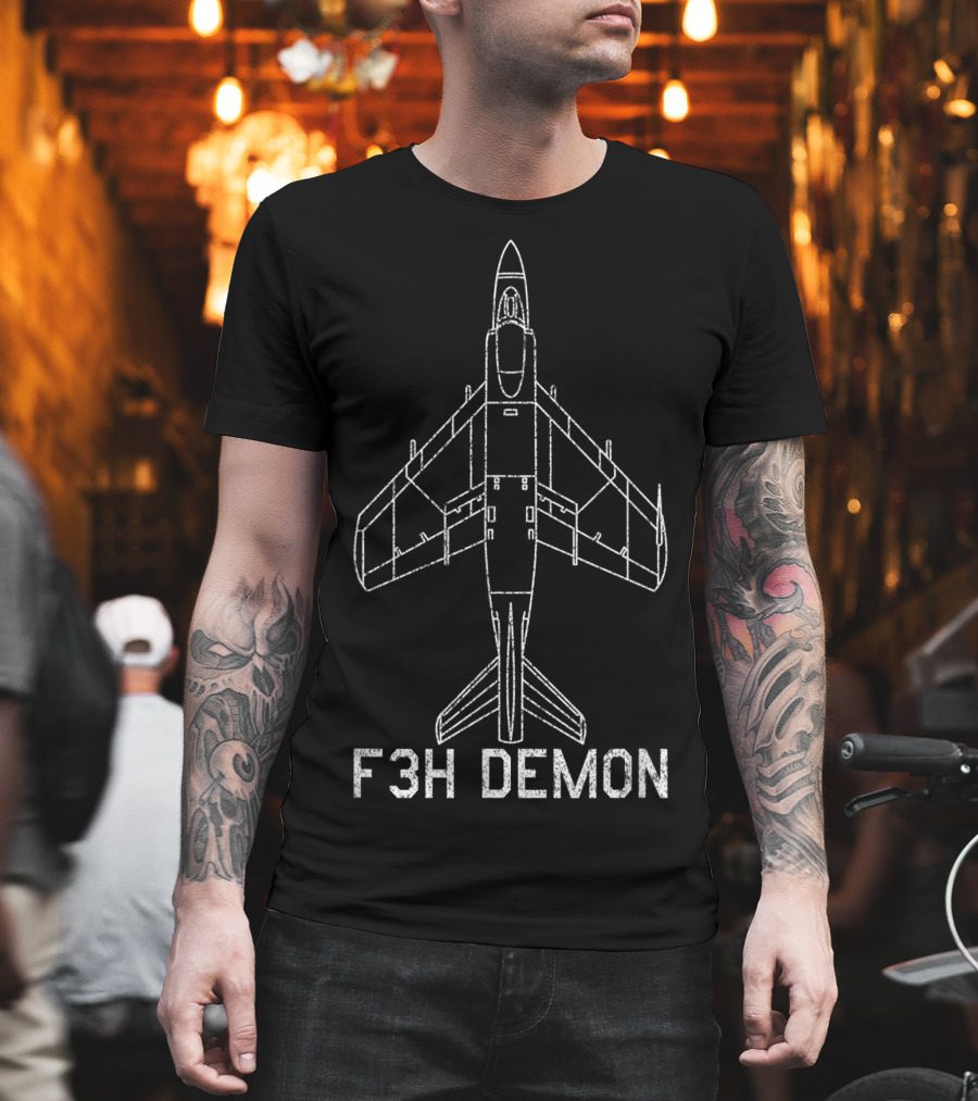 F3H Demon Jet Fighter Plane Classic USA Navy Aviation T-Shirt