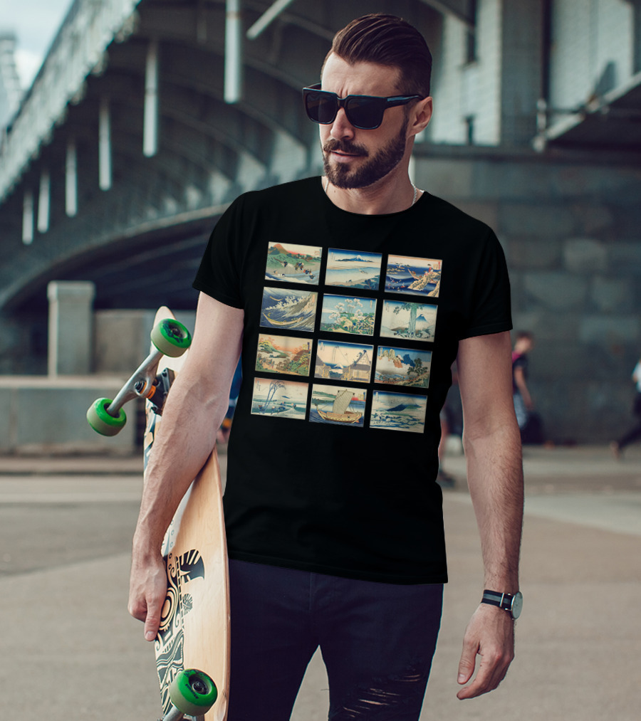Famous Vintage Japanese Classics Ukiyo-e Wave And Mount Fuji T-Shirt