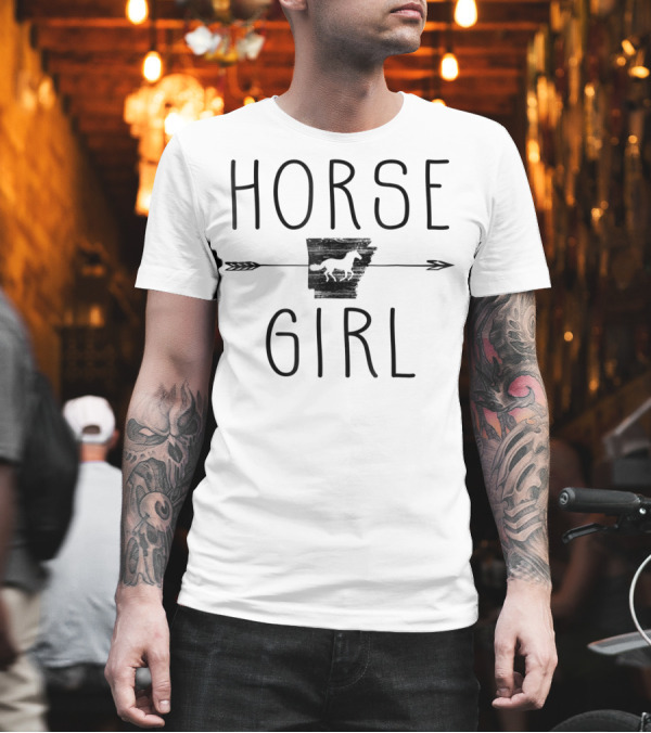 Horse Girl Arkansas Shape with Horse Outline T-Shirt Horse Girl Arkansas Shape with Horse Outline T-Shirt