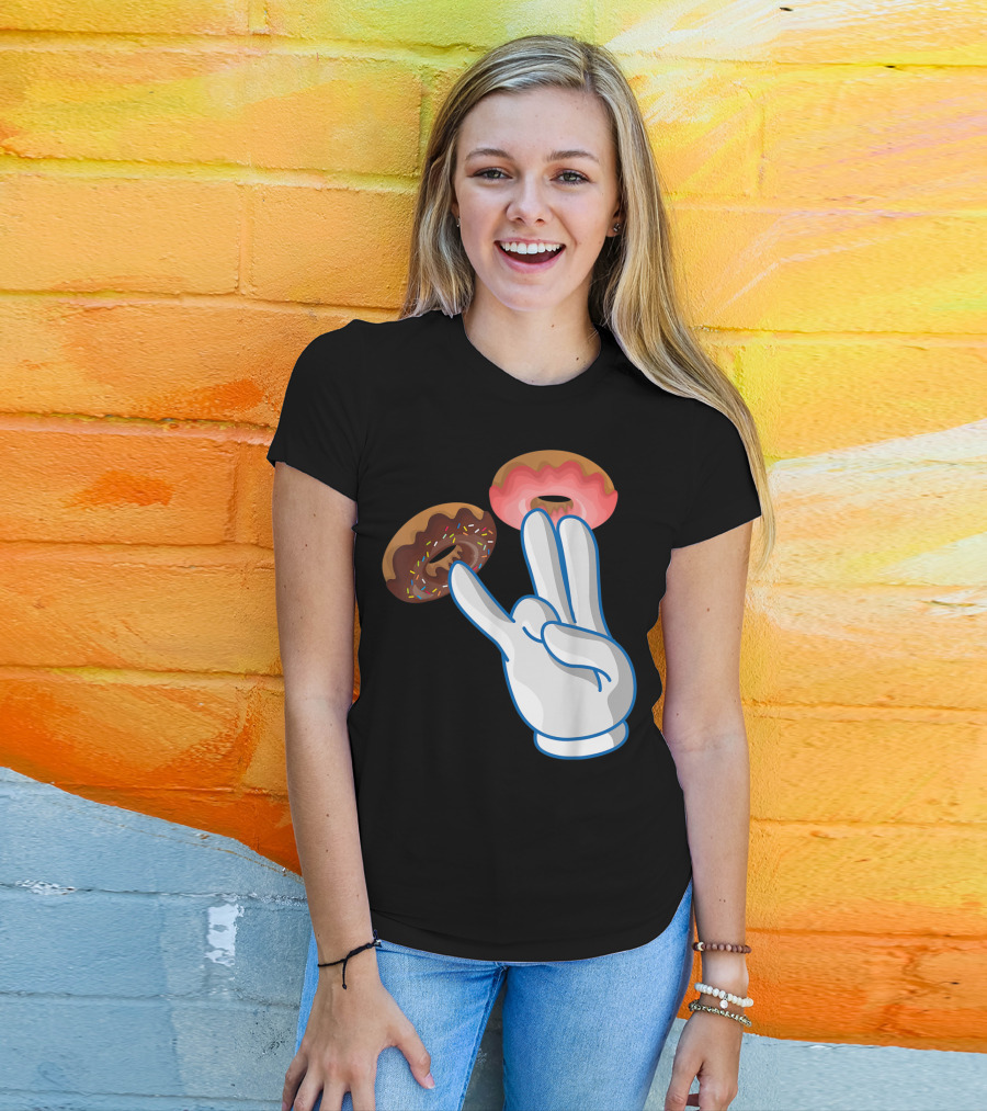 2 In The Pink 1 In The Stink Hand Gesture With Two Sprinkle Donuts Dark Humor T-Shirt