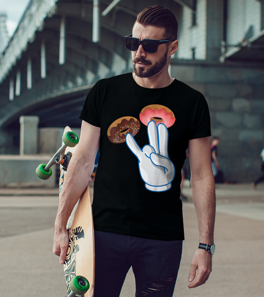2 In The Pink 1 In The Stink Hand Gesture With Two Sprinkle Donuts Dark Humor T-Shirt