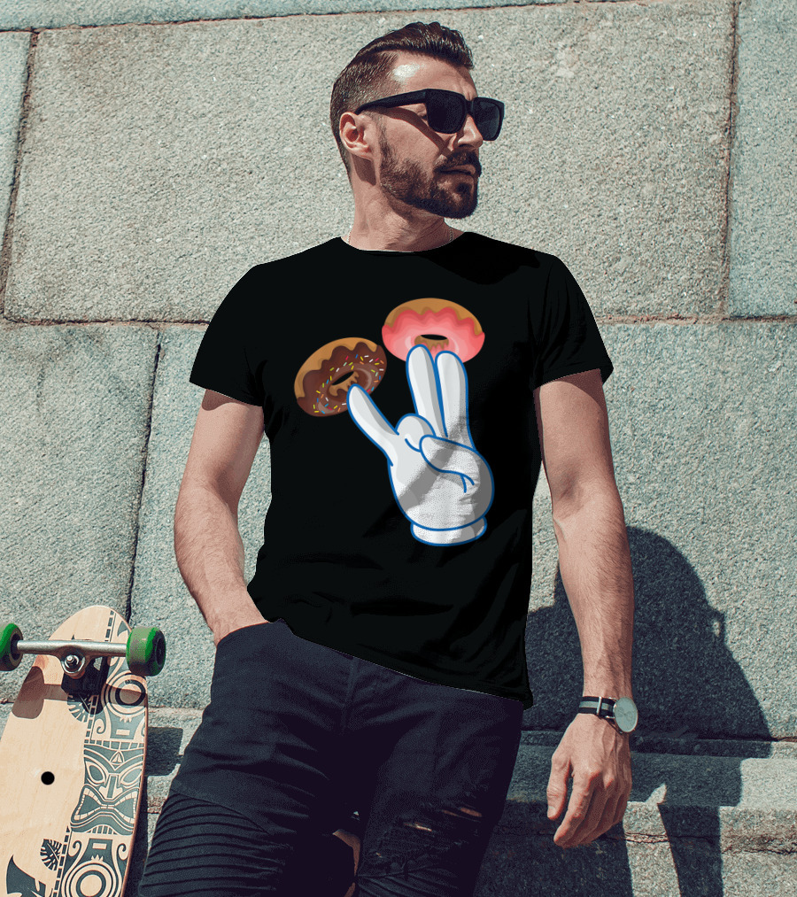 2 In The Pink 1 In The Stink Hand Gesture With Two Sprinkle Donuts Dark Humor T-Shirt