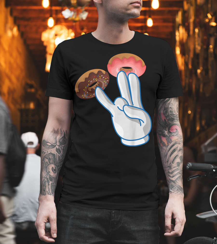2 In The Pink 1 In The Stink Hand Gesture with Two Sprinkle Donuts Dark Humor T-Shirt