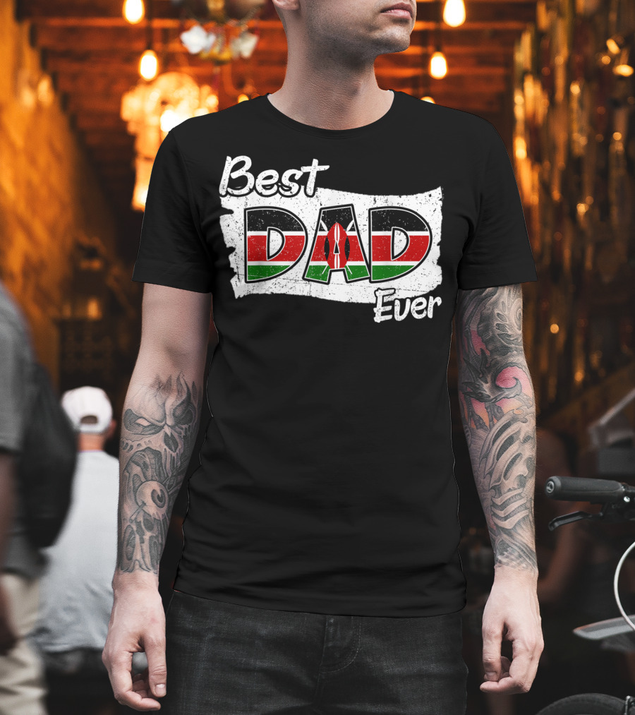 Best Dad Ever Kenyan Flag Map T-Shirt