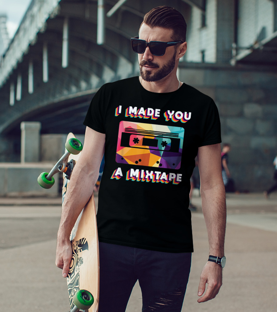 I Made You A Mixtape Colorful Cassette Vintage T-Shirt