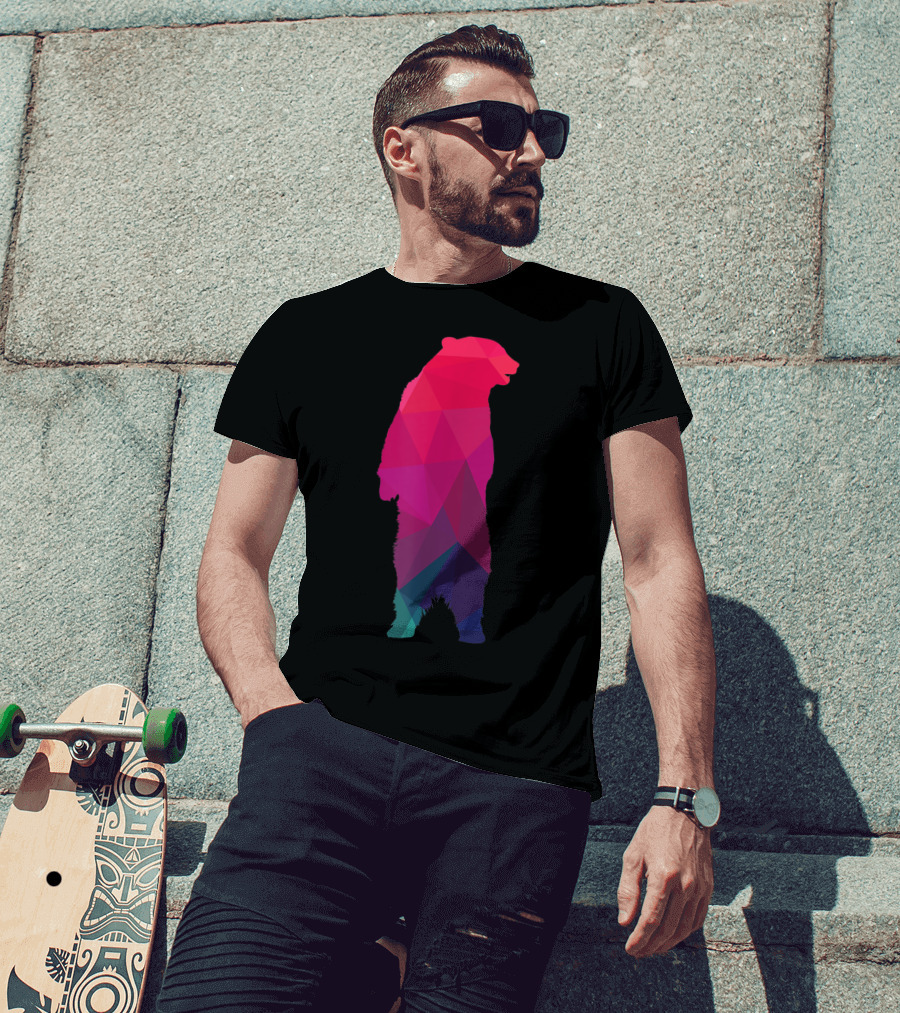 Colorful Geometric Pattern Fractal Bear T-Shirt