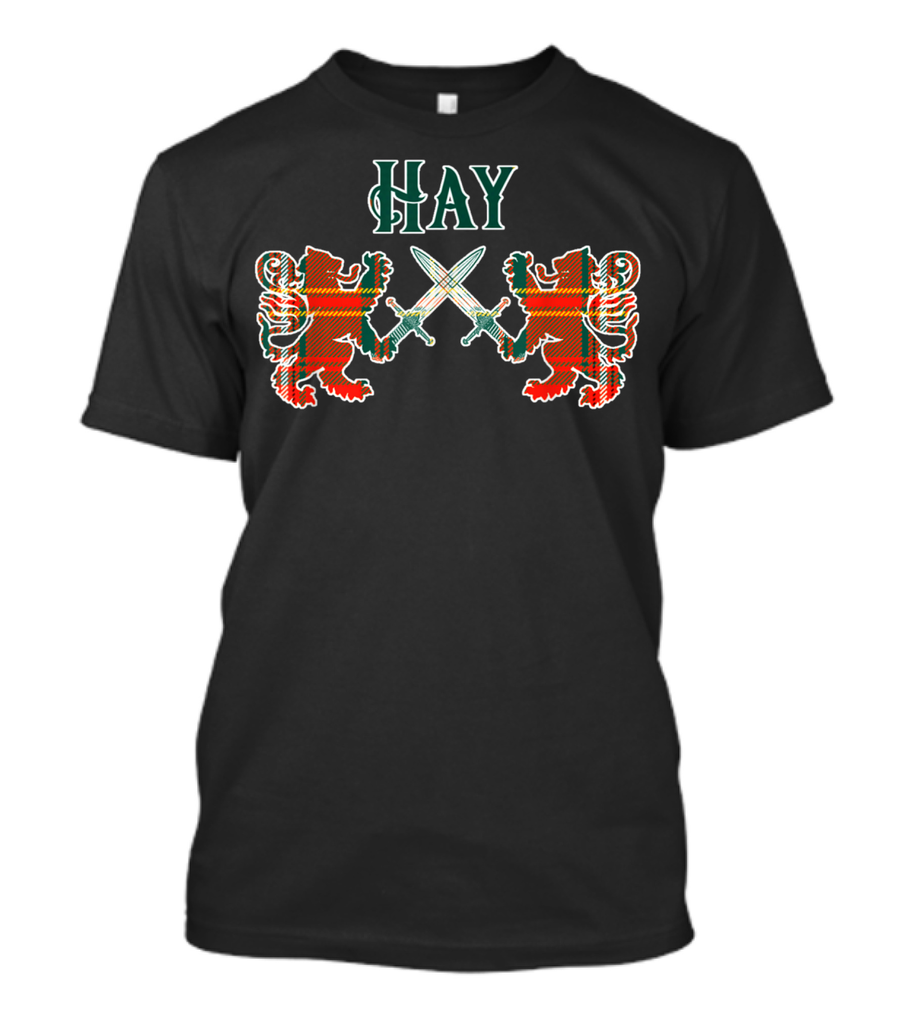 Clan Hay Scottish Family Tartan Lions With Swords T-Shirt