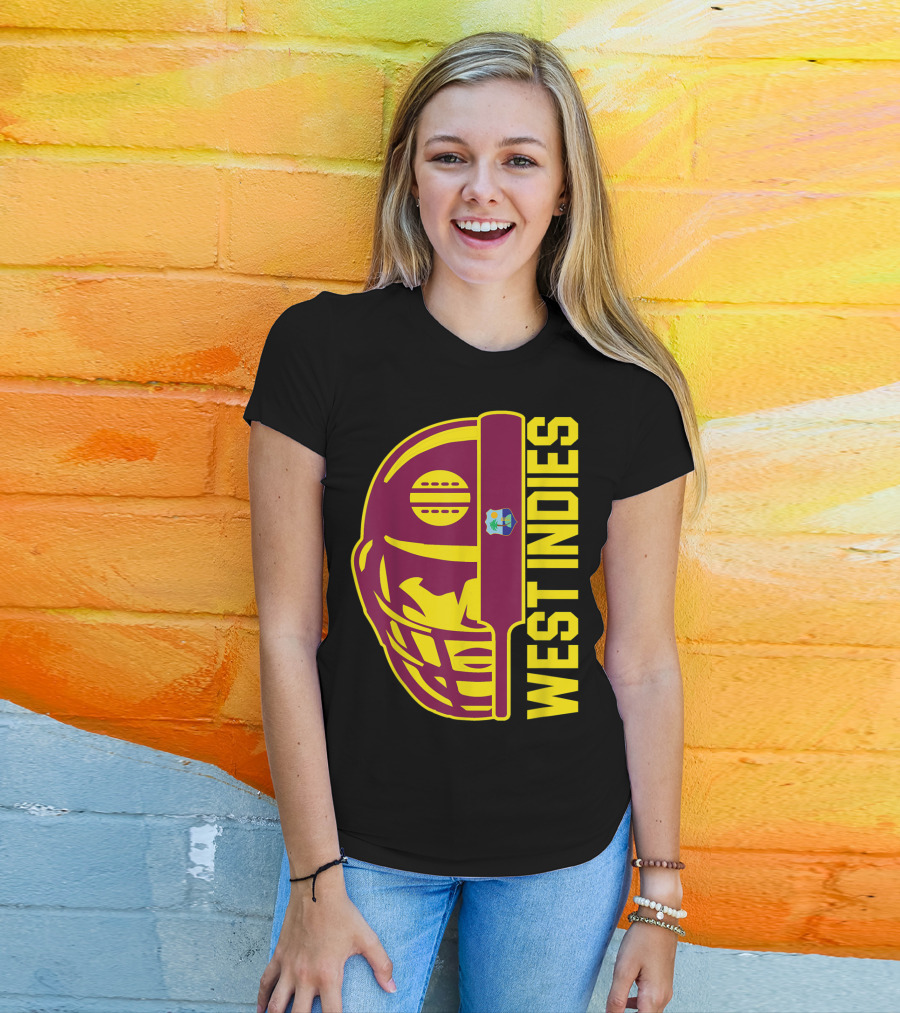 West Indies Cricket Fan Helmet Emblem With Ball And Bat T-Shirt
