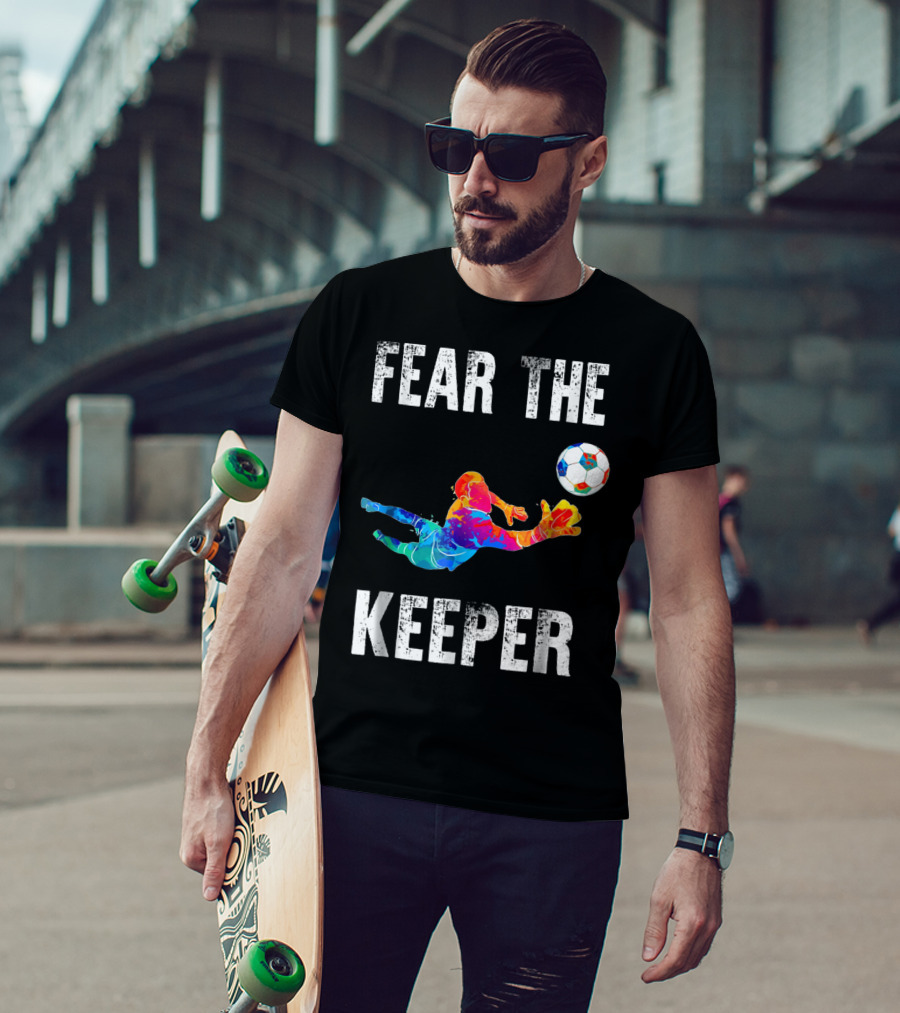 Fear The Keeper Diving Soccer Goalkeeper Splashmulticolor T-Shirt