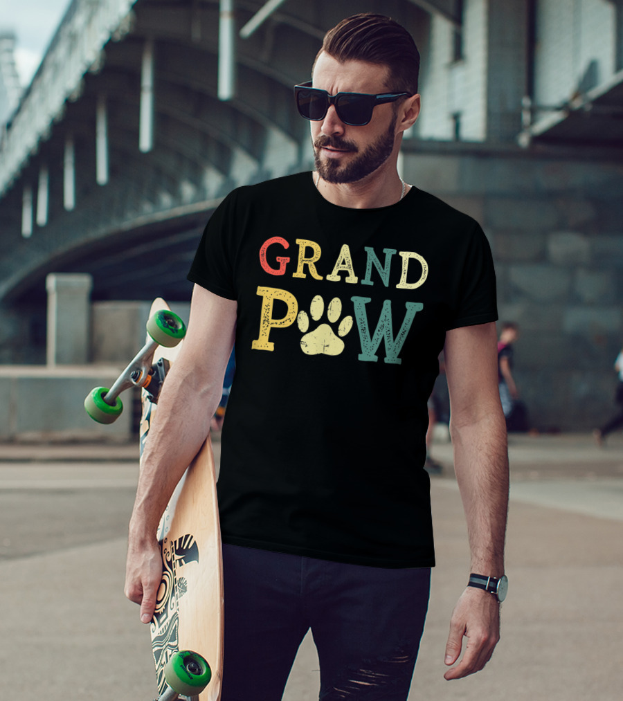 Grandpaw Dog Lover Paw Print Grandpa T-Shirt