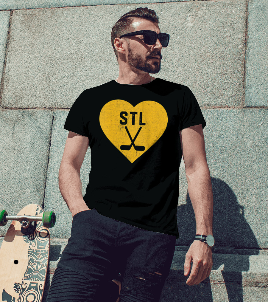STL Heart With Hockey Sticks St Louis Hockey T-Shirt